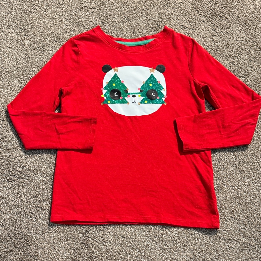 Red Panda Christmas Graphic Long Sleeve Tee Shirt